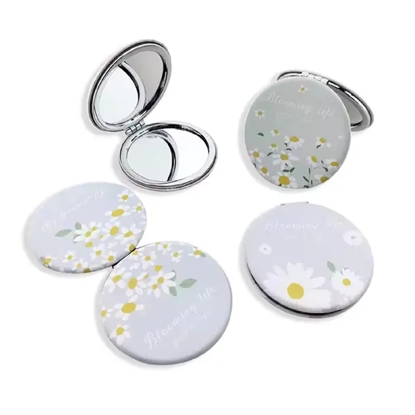 PU leather folding pocket compact mirror plus full color UV imprint... from ASI 37218 Athena Promo (tm)