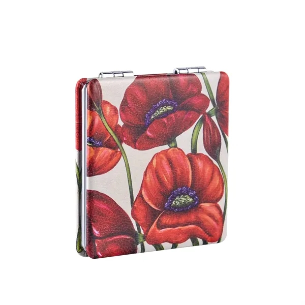 PU leather folding pocket compact mirror plus full color UV imprint... from ASI 37218 Athena Promo (tm)