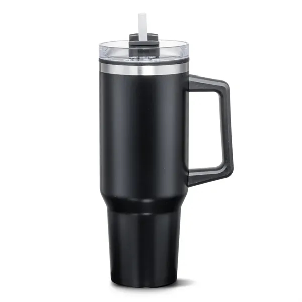 The versatile Benidorm Handle Travel Mug w/Straw offers a convenient way... from ASI 84592 St Regis Group