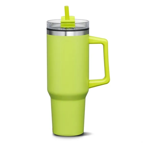 The versatile Benidorm Handle Travel Mug w/Straw offers a convenient way... from ASI 84592 St Regis Group