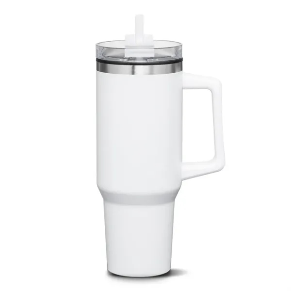 The versatile Benidorm Handle Travel Mug w/Straw offers a convenient way... from ASI 84592 St Regis Group