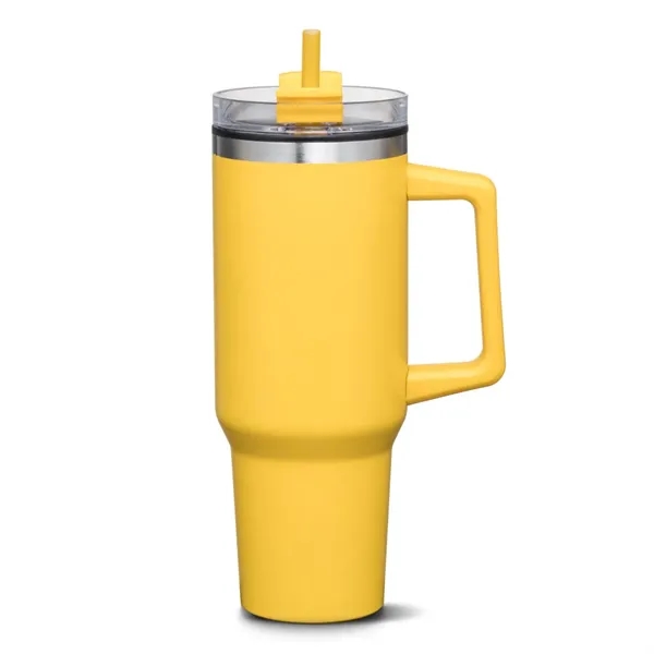 The versatile Benidorm Handle Travel Mug w/Straw offers a convenient way... from ASI 84592 St Regis Group