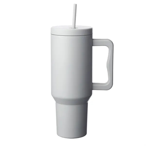 40 oz. stainless steel travel mug with handle, lid and straw.... from ASI 39552 BEL Promo