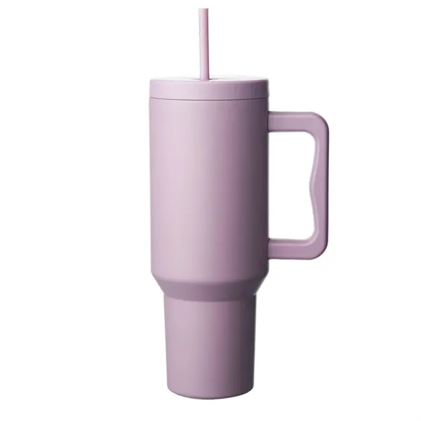 40 oz. stainless steel travel mug with handle, lid and straw.... from ASI 39552 BEL Promo