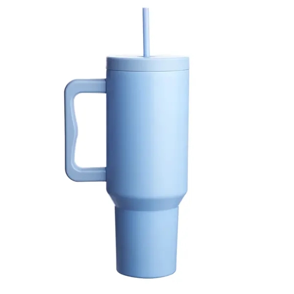 40 oz. stainless steel travel mug with handle, lid and straw.... from ASI 39552 BEL Promo