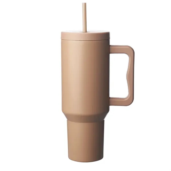40 oz. stainless steel travel mug with handle, lid and straw.... from ASI 39552 BEL Promo