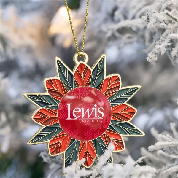 2.6" x 2.5" die cast alloy metal and enamel poinsettia-shaped tree... from ASI 52263 EMT