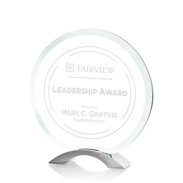 Beveled jade circle award on a brushed aluminum base.... from ASI 84592 St Regis Group / St Regis