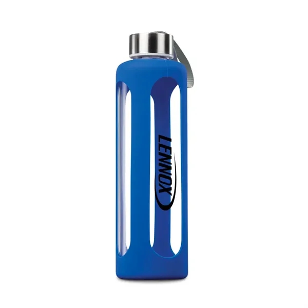 Single wall glass water bottle with protective silicone sleeve... from ASI 84592 St Regis Group