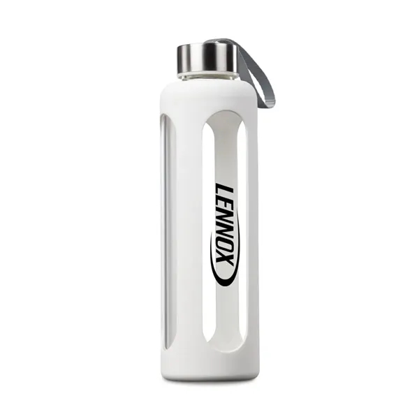 Single wall glass water bottle with protective silicone sleeve... from ASI 84592 St Regis Group