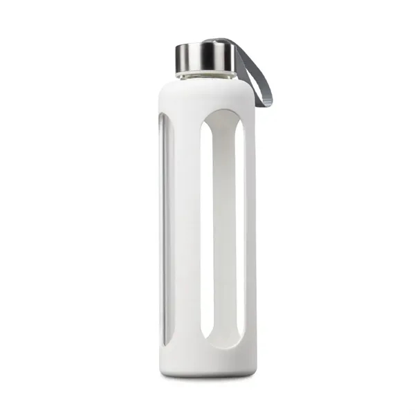 Single wall glass water bottle with protective silicone sleeve... from ASI 84592 St Regis Group
