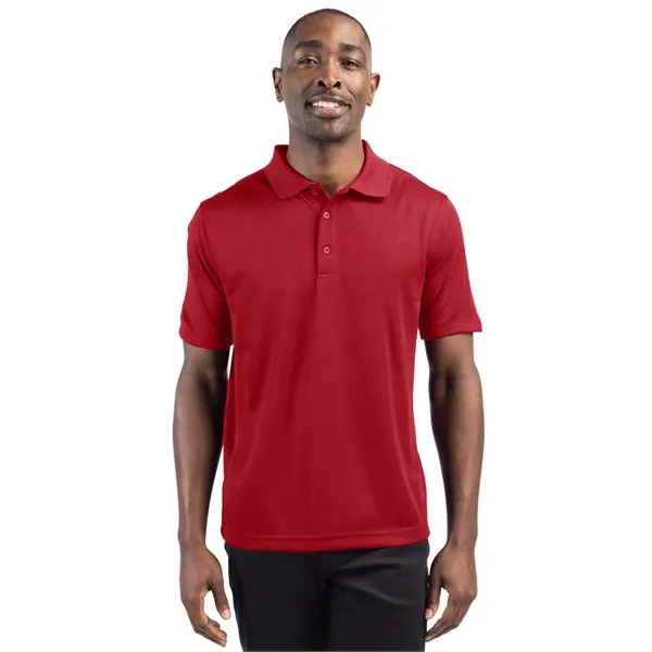 Men's polo with short sleeves, moisture-wicking performance, 3-button placket, and rib-knit... from ASI 47965 Cutter & Buck