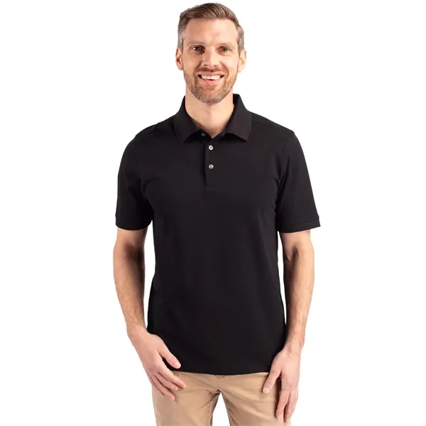 Men's polo with short sleeves, moisture-wicking performance, UPF 35+ protection, rib-knit... from ASI 47965 Cutter & Buck