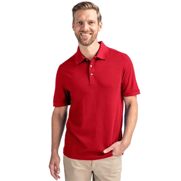 Men's polo with short sleeves, moisture-wicking performance, UPF 35+ protection, rib-knit... from ASI 47965 Cutter & Buck