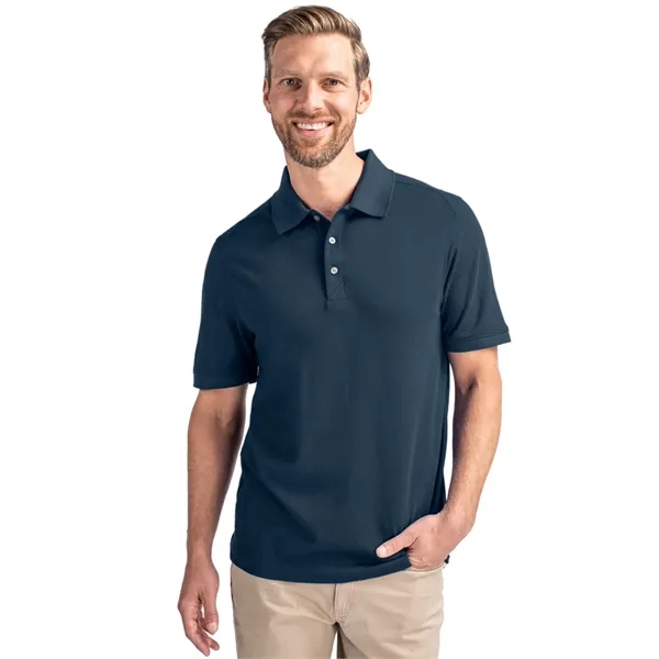 Men's polo with short sleeves, moisture-wicking performance, UPF 35+ protection, rib-knit... from ASI 47965 Cutter & Buck