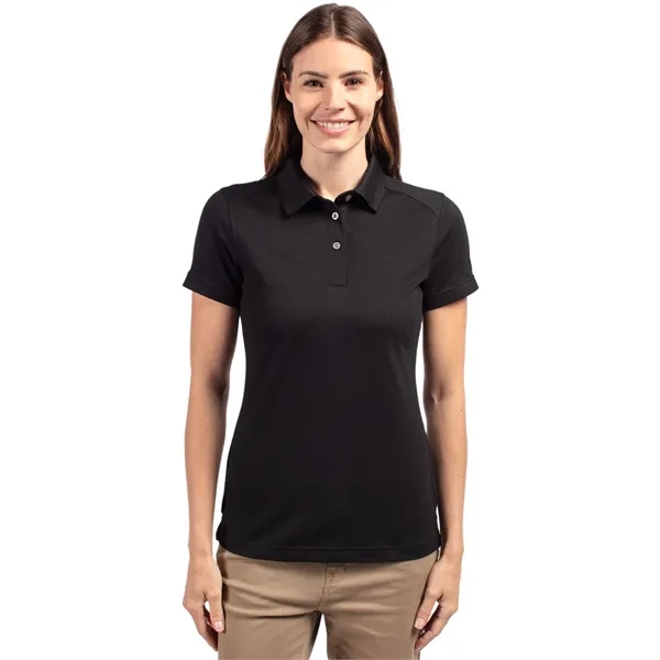 Women's polo with short sleeves, UPF 35+ protection, moisture-wicking performance, rib-knit... from ASI 47965 Cutter & Buck