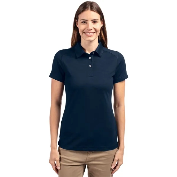 Women's polo with short sleeves, UPF 35+ protection, moisture-wicking performance, rib-knit... from ASI 47965 Cutter & Buck
