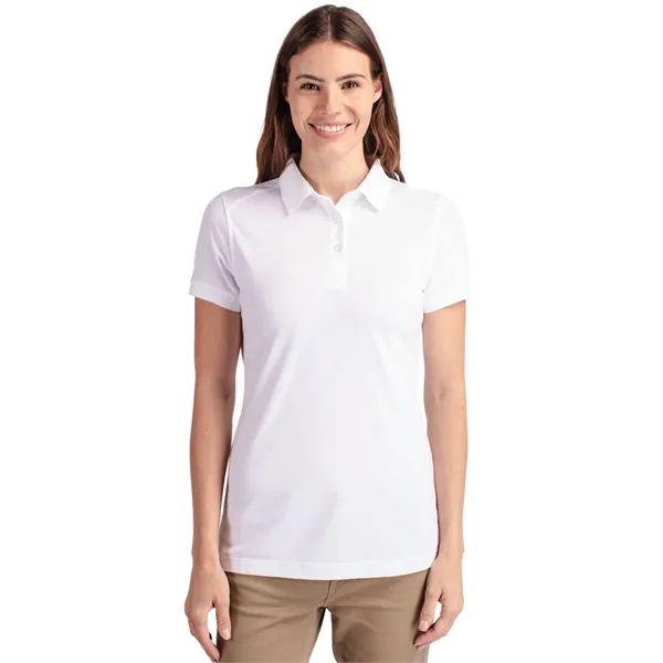 Women's polo with short sleeves, UPF 35+ protection, moisture-wicking performance, rib-knit... from ASI 47965 Cutter & Buck