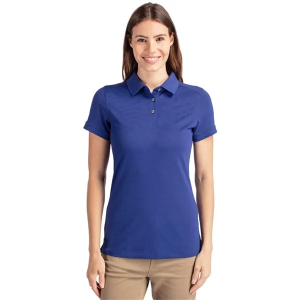 Women's polo with short sleeves, UPF 35+ protection, moisture-wicking performance, rib-knit... from ASI 47965 Cutter & Buck
