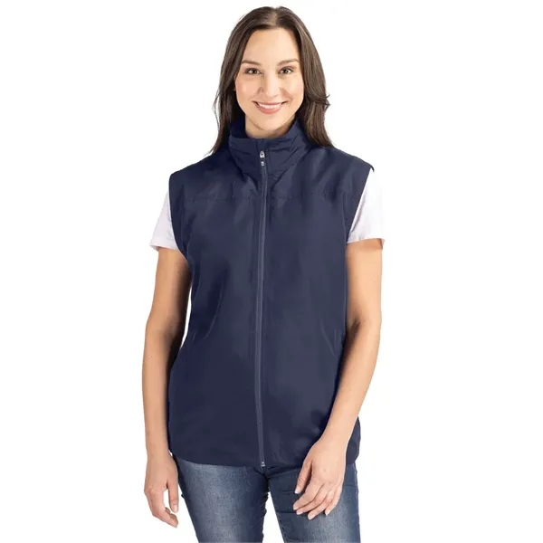 Women's vest with a full-zip, wind and water resistance, hood, and... from ASI 47965 Cutter & Buck