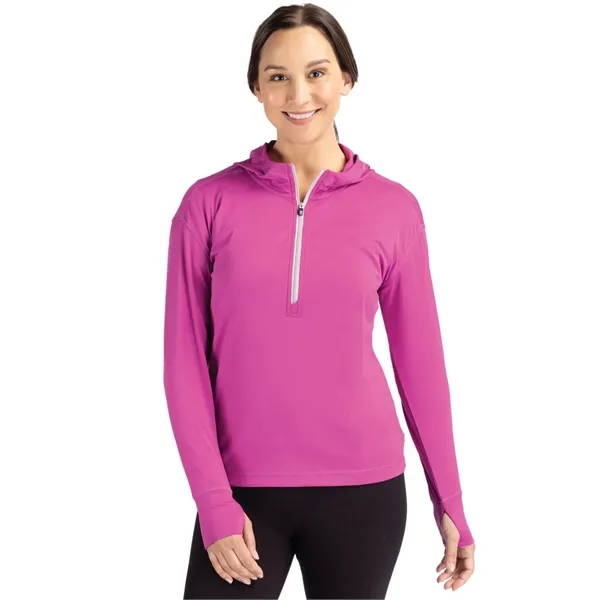 Women's sweatshirt with a half-zip, hood, moisture-wicking performance, UPF 50+ protection,... from ASI 47965 Cutter & Buck