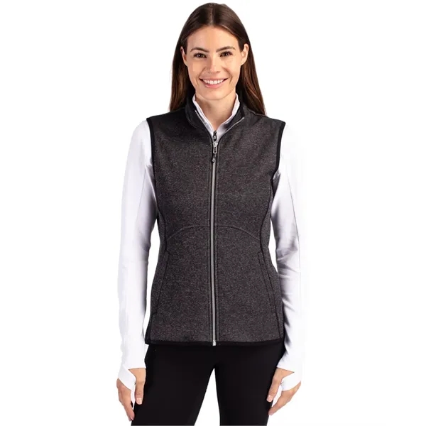 Women's vest with a full-zip, brushed fleece interior, mock collar, princess... from ASI 47965 Cutter & Buck
