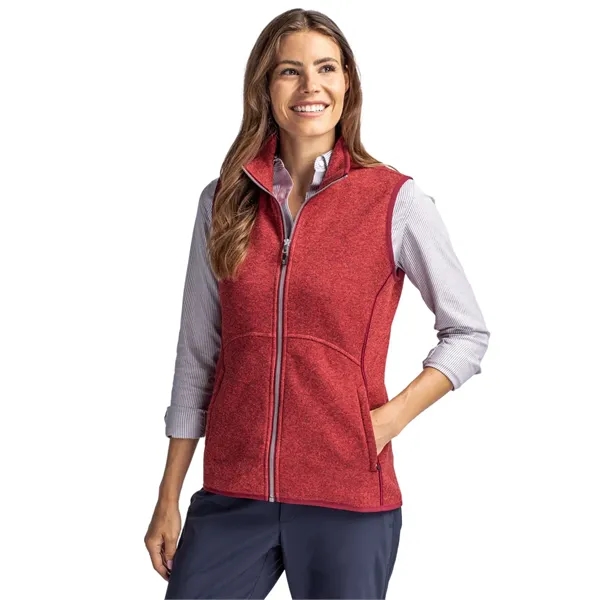 Women's vest with a full-zip, brushed fleece interior, mock collar, princess... from ASI 47965 Cutter & Buck