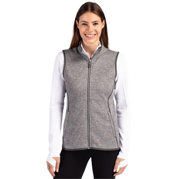 Women's vest with a full-zip, brushed fleece interior, mock collar, princess... from ASI 47965 Cutter & Buck