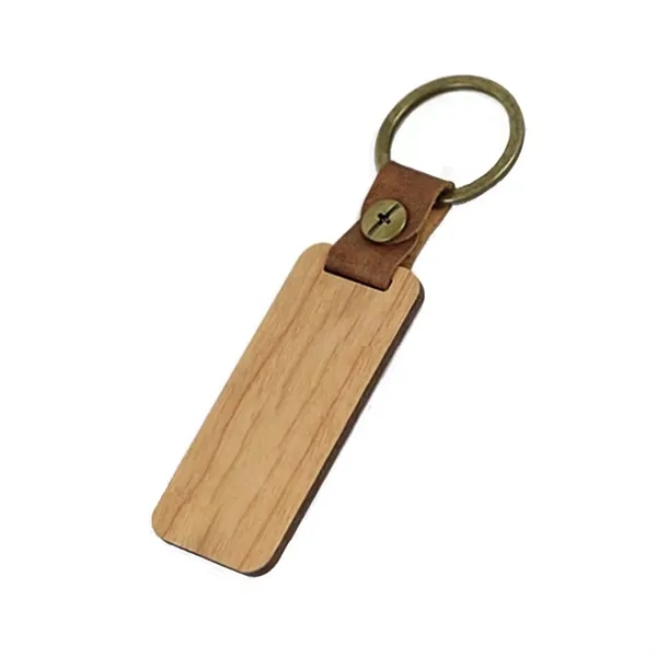 Rounded rectangle shaped wooden keychain plus laser engraving on 1 location... from ASI 37218 Athena Promo (tm)
