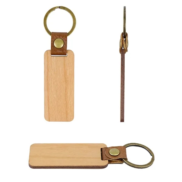 Rounded rectangle shaped wooden keychain plus laser engraving on 1 location... from ASI 37218 Athena Promo (tm)