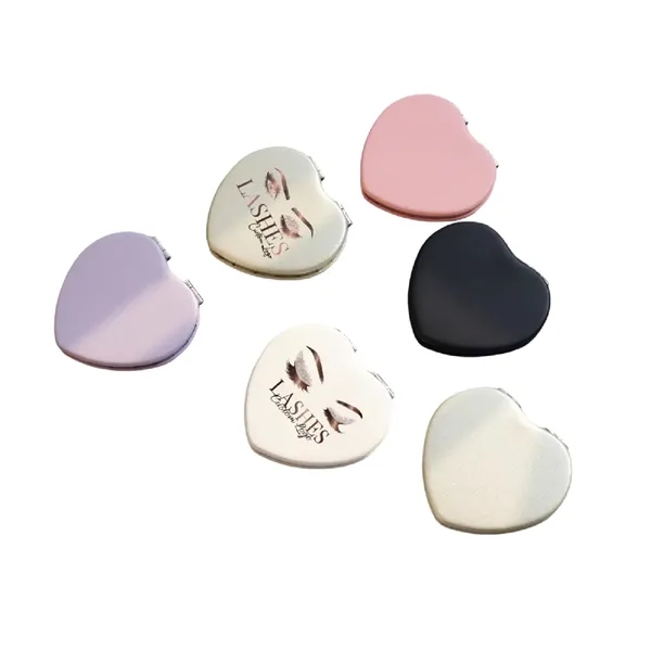 Heart shape folding compact mirror plus full color UV imprint on... from ASI 37218 Athena Promo (tm)