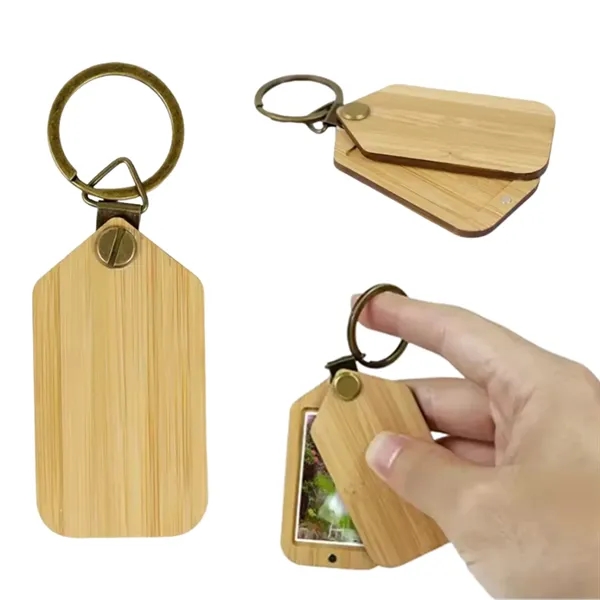 Wooden photo frame keychain plus laser engraving on 1 location... from ASI 37218 Athena Promo (tm)