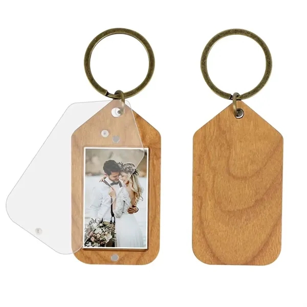 Acrylic and wood photo frame keychain plus laser engraving on 1... from ASI 37218 Athena Promo (tm)