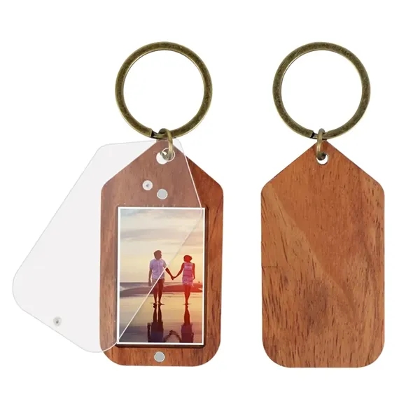 Acrylic and wood photo frame keychain plus laser engraving on 1... from ASI 37218 Athena Promo (tm)