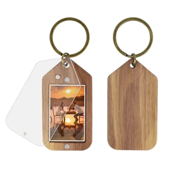 Acrylic and wood photo frame keychain plus laser engraving on 1... from ASI 37218 Athena Promo (tm)