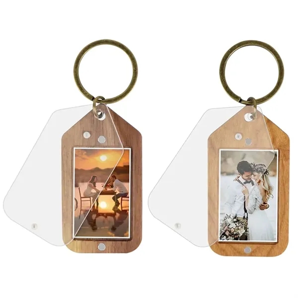 Acrylic and wood photo frame keychain plus laser engraving on 1... from ASI 37218 Athena Promo (tm)