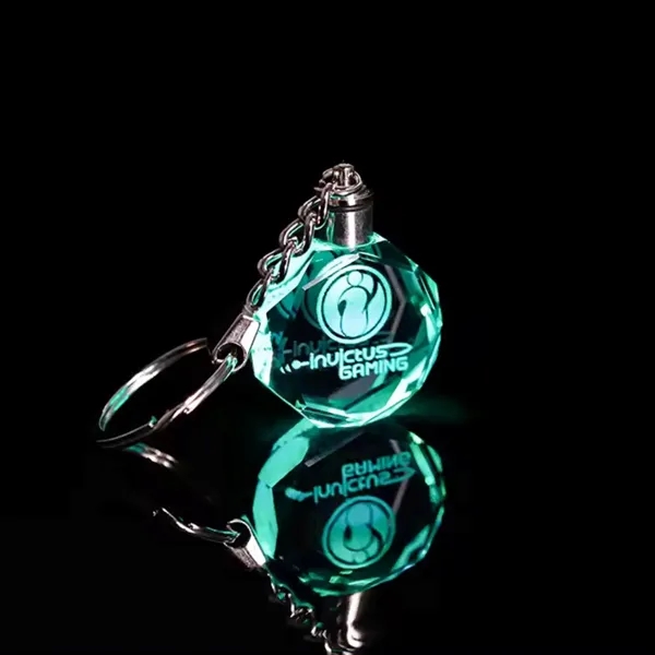 Octagon LED light crystal keychain plus laser engraving on inside of... from ASI 37218 Athena Promo (tm)