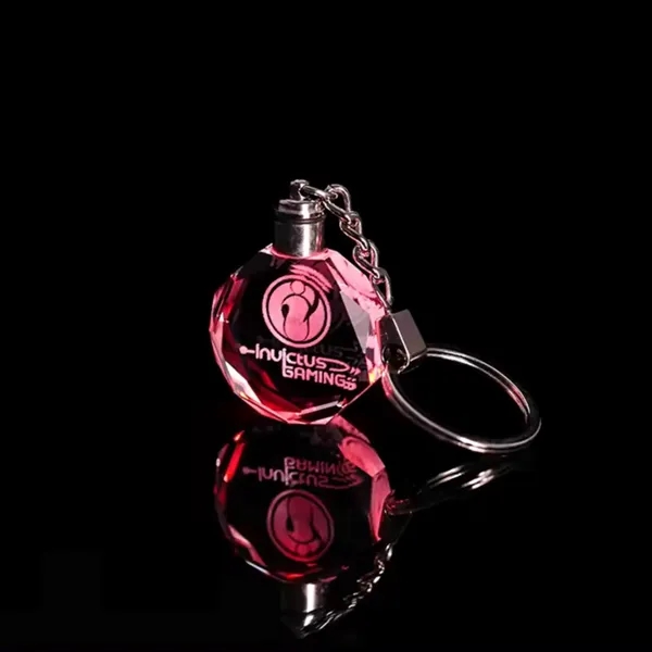Octagon LED light crystal keychain plus laser engraving on inside of... from ASI 37218 Athena Promo (tm)