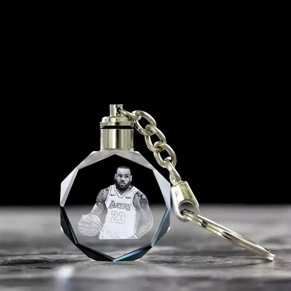 Octagon LED light crystal keychain plus laser engraving on inside of... from ASI 37218 Athena Promo (tm)