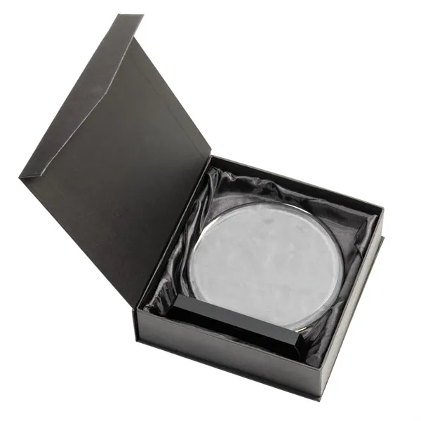 The Starfire Crystal Matlow Circle Award features a circular shape with... from ASI 84592 St Regis Group / St Regis