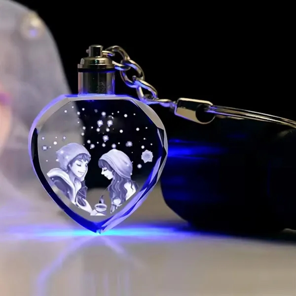 Heart LED light crystal keychain plus laser engraving on inside of... from ASI 37218 Athena Promo (tm)