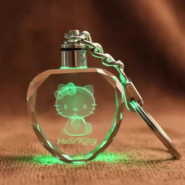 Heart LED light crystal keychain plus laser engraving on inside of... from ASI 37218 Athena Promo (tm)
