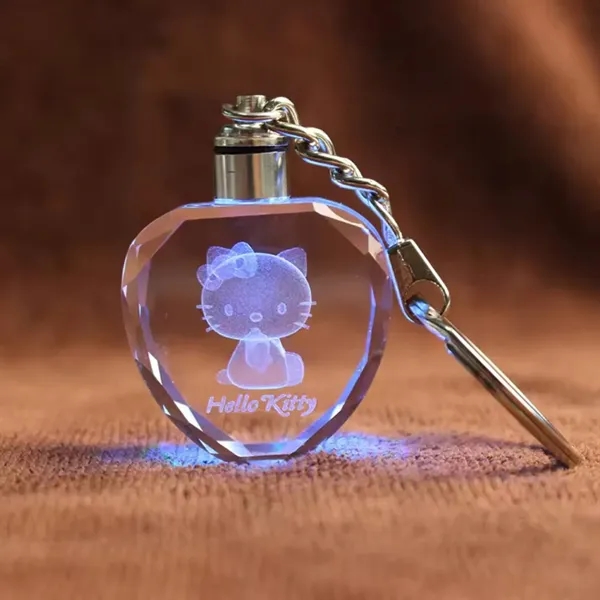 Heart LED light crystal keychain plus laser engraving on inside of... from ASI 37218 Athena Promo (tm)
