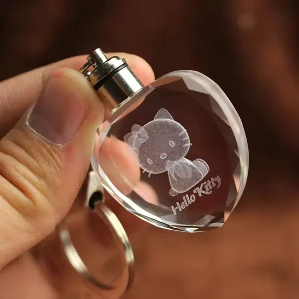 Heart LED light crystal keychain plus laser engraving on inside of... from ASI 37218 Athena Promo (tm)