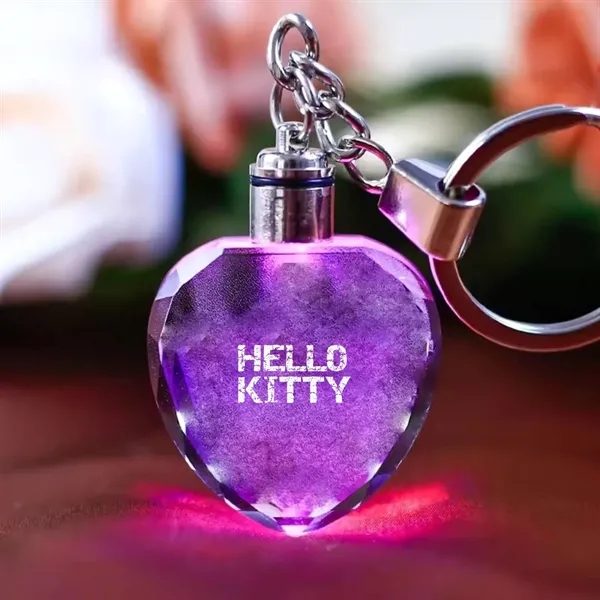 Heart LED light crystal keychain plus laser engraving on inside of... from ASI 37218 Athena Promo (tm)
