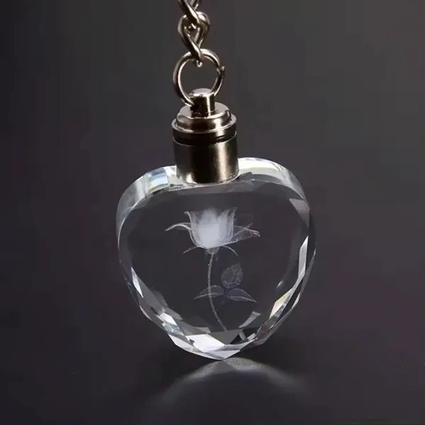 Heart LED light crystal keychain plus laser engraving on inside of... from ASI 37218 Athena Promo (tm)