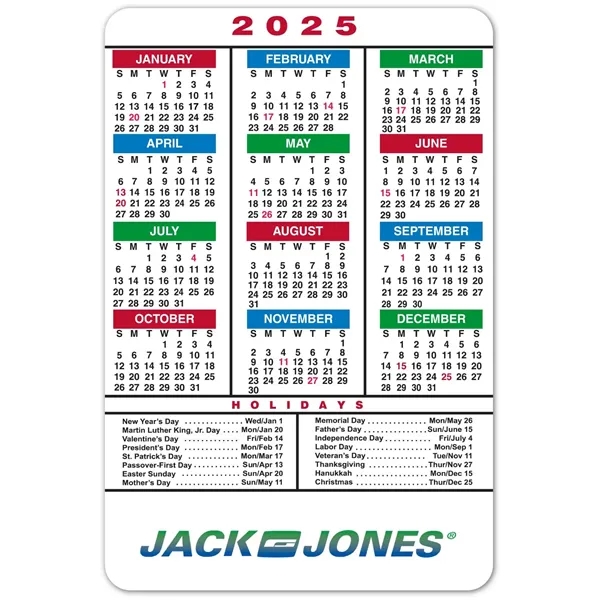 Multicolored 4" x 6" twelve-month magnetic calendar with holidays.... from ASI 57956 Graphco line