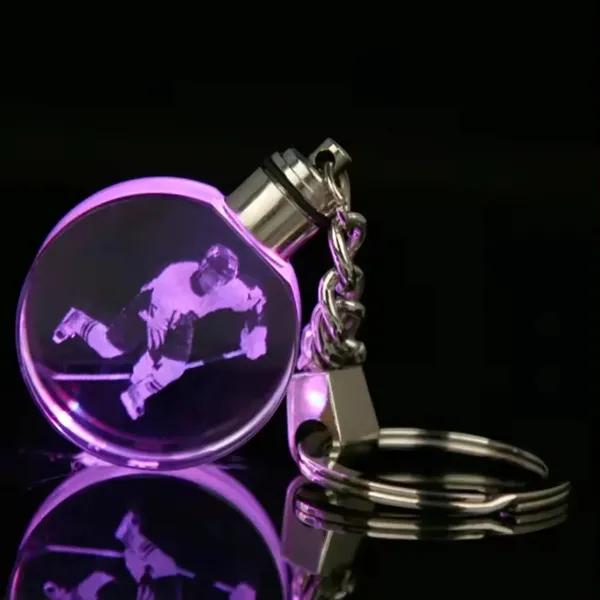 Round LED light crystal keychain plus laser engraving on inside of... from ASI 37218 Athena Promo (tm)