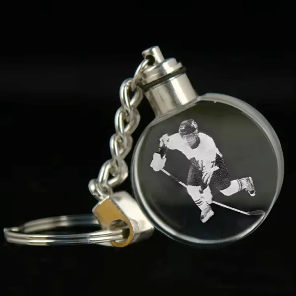 Round LED light crystal keychain plus laser engraving on inside of... from ASI 37218 Athena Promo (tm)