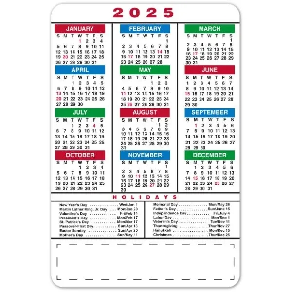 Multicolored 4" x 6" twelve-month magnetic calendar with holidays.... from ASI 57956 Graphco line